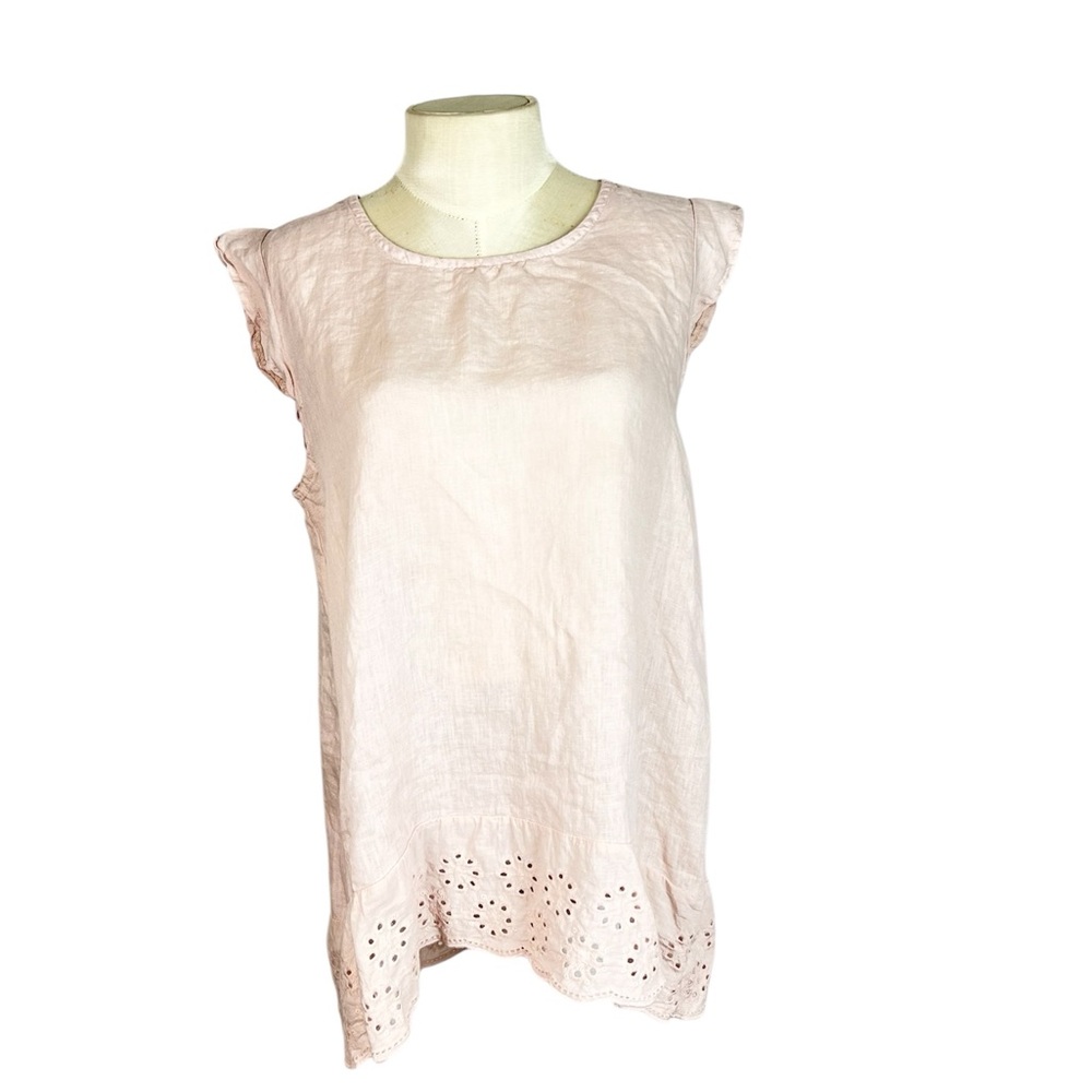 Terzo Millennio Linen top Made in Italy Blush color size Medium‎ eyelet hem Euro